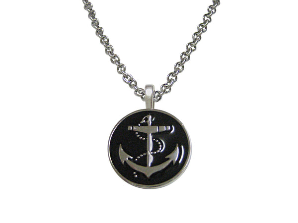 Nautical Black Anchor Pendant Shiny Necklace
