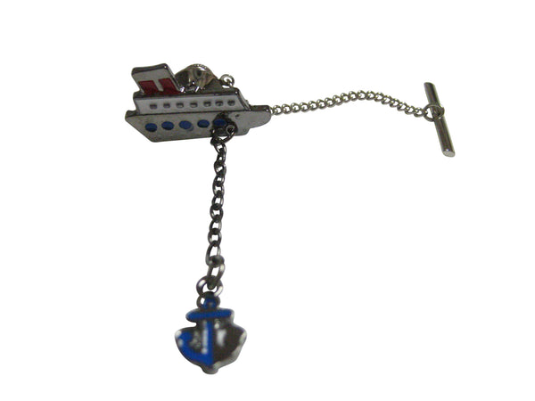 Nautical Ship Pendant with Chained Anchor Tie Tack