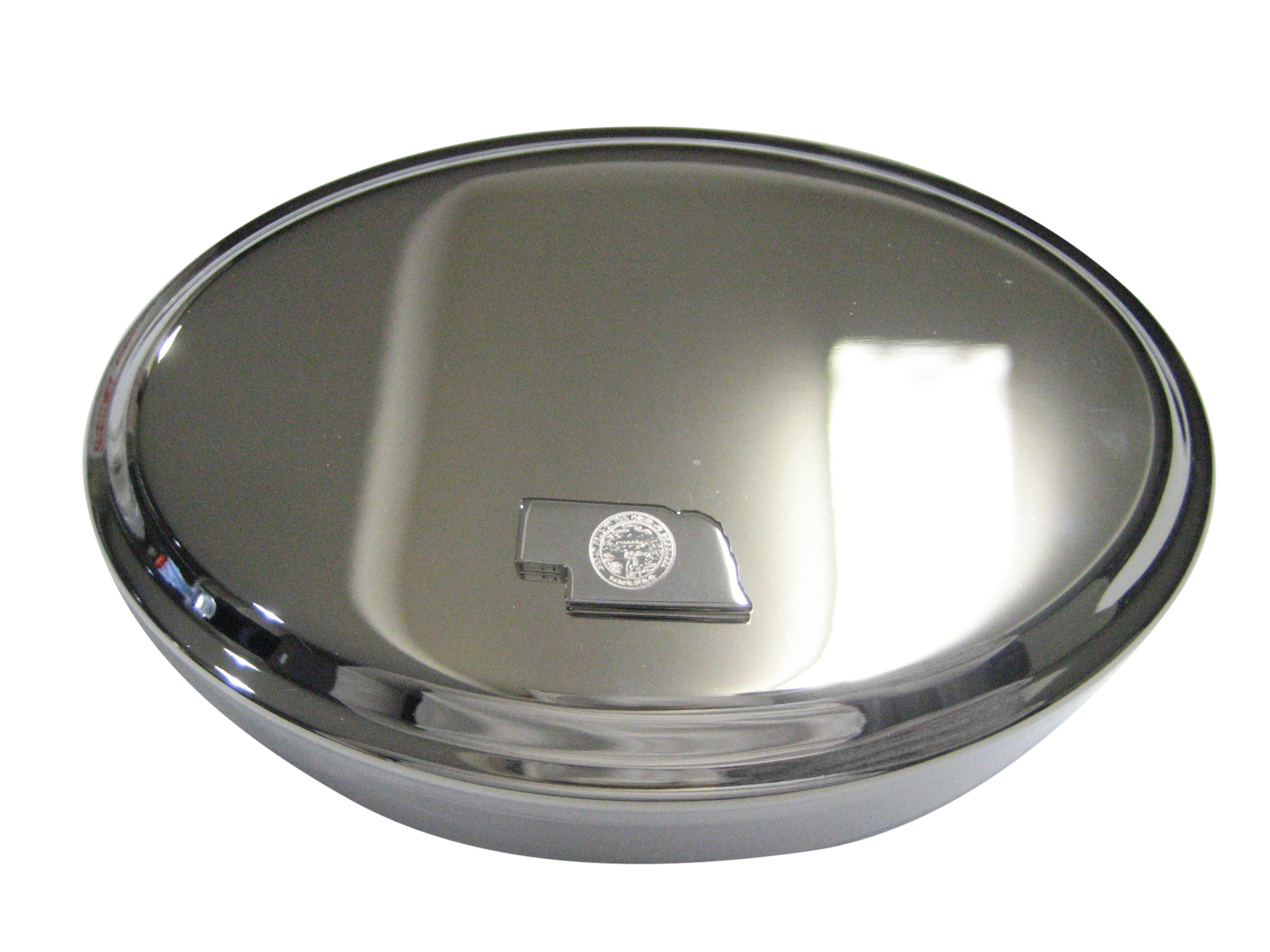 Nebraska State Map Shape and Flag Design Oval Trinket Jewelry Box
