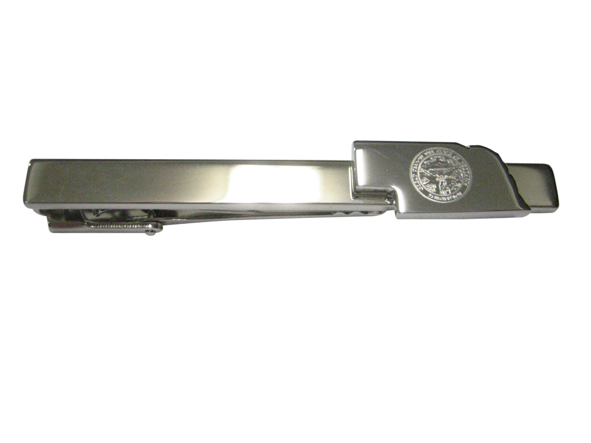 Nebraska State Map Shape and Flag Design Tie Clip