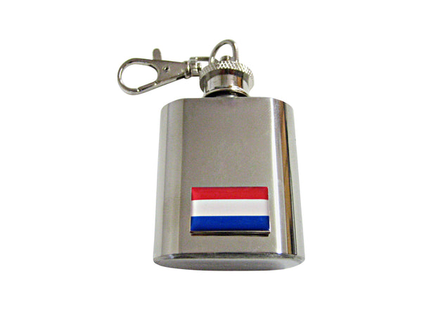 Netherlands Flag Pendant 1 Oz. Stainless Steel Key Chain Flask
