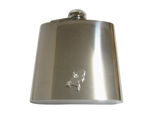 Netherlands Map Shape Pendant 6 Oz. Stainless Steel Flask