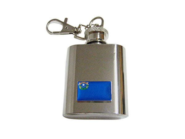 Nevada State Flag Pendant 1 Oz. Stainless Steel Key Chain Flask