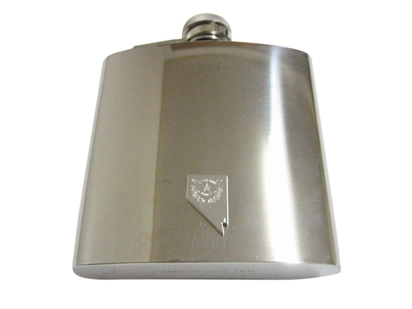 Nevada State Map Shape and Flag Design 6 Oz. Stainless Steel Flask