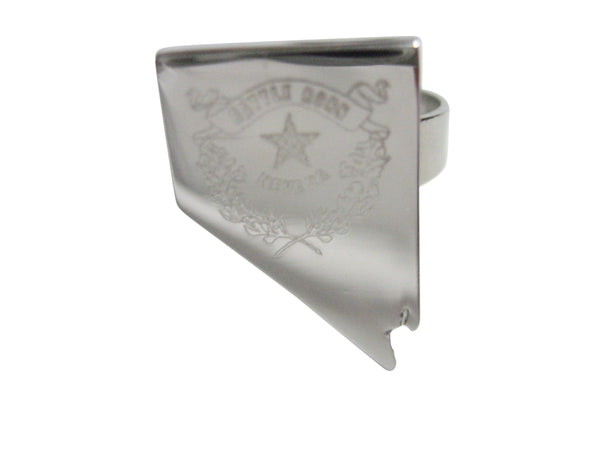 Nevada State Map Shape and Flag Design Adjustable Size Fashion Ring
