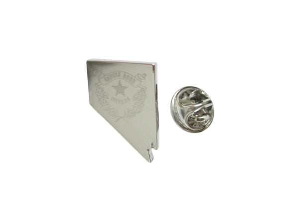 Nevada State Map Shape and Flag Design Lapel Pin