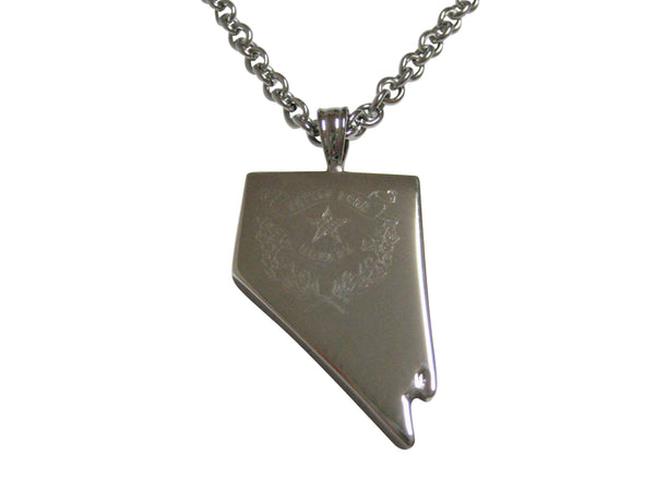 Nevada State Map Shape and Flag Design Pendant Necklace
