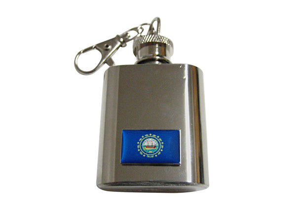 New Hampshire State Flag Pendant 1 Oz. Stainless Steel Key Chain Flask