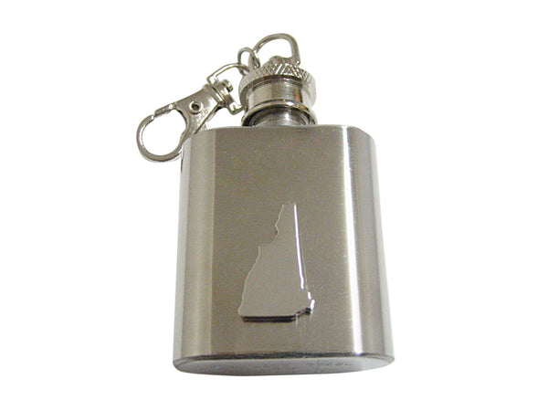 New Hampshire State Map Shape 1 Oz. Stainless Steel Key Chain Flask