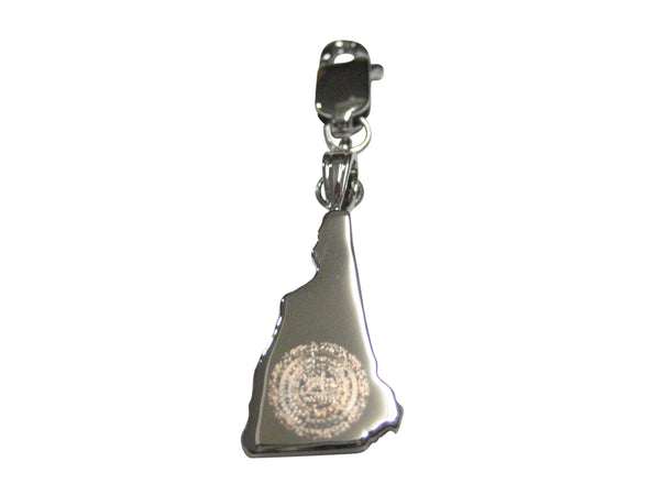 New Hampshire State Map Shape and Flag Design Pendant Zipper Pull Charm
