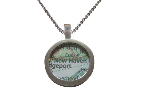 New Haven Connecticut Map Pendant Necklace