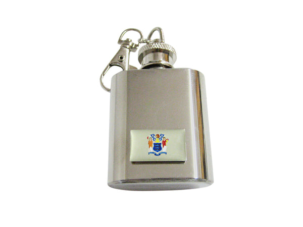 New Jersey State Flag Pendant 1 Oz. Stainless Steel Key Chain Flask