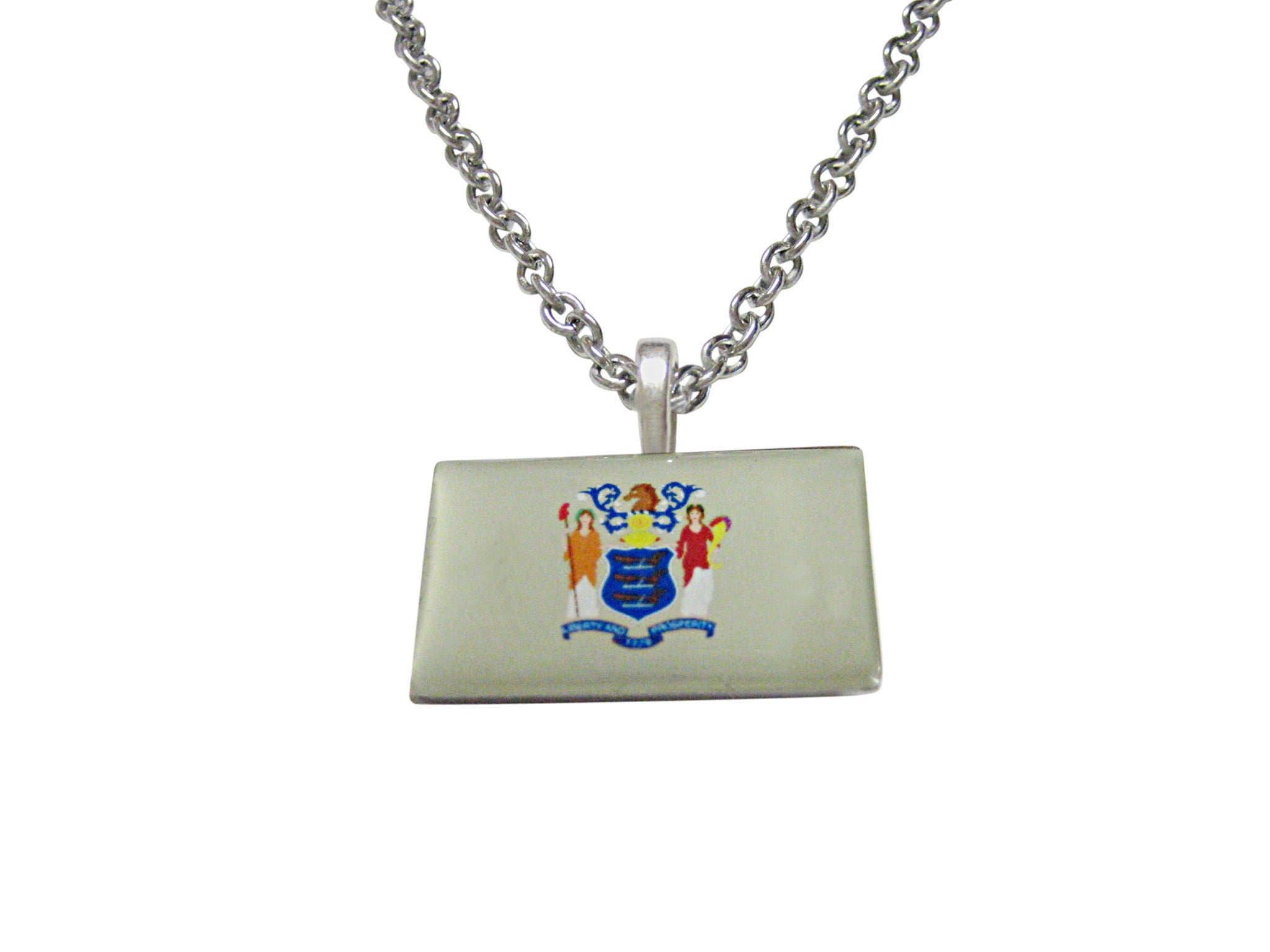 New Jersey State Flag Pendant Necklace