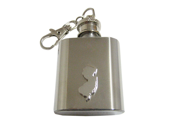 New Jersey State Map Shape 1 Oz. Stainless Steel Key Chain Flask