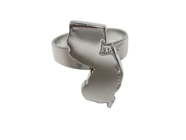 New Jersey State Map Shape Adjustable Size Fashion Ring