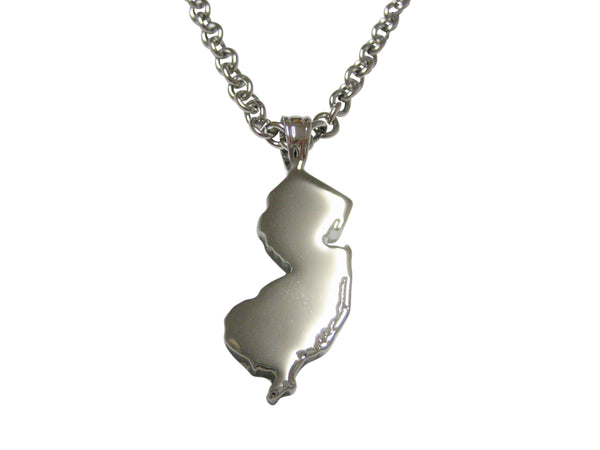 New Jersey State Map Shape Pendant Necklace