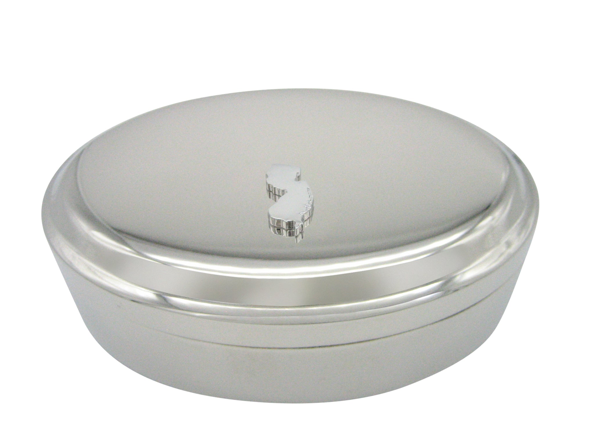 New Jersey State Map Shape Pendant Oval Trinket Jewelry Box