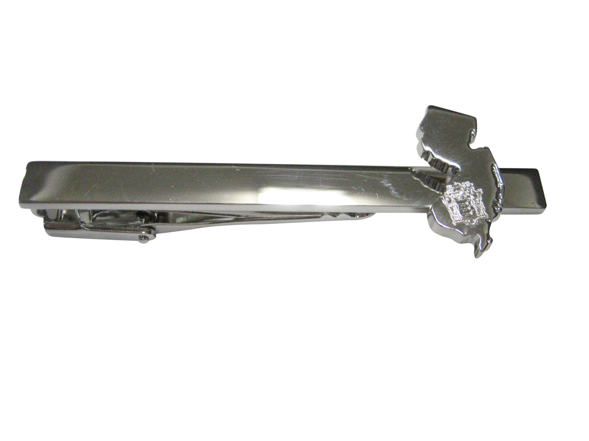 New Jersey State Map Shape and Flag Design Tie Clip