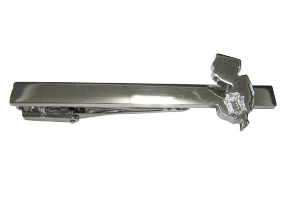 New Jersey State Map Shape and Flag Design Tie Clip