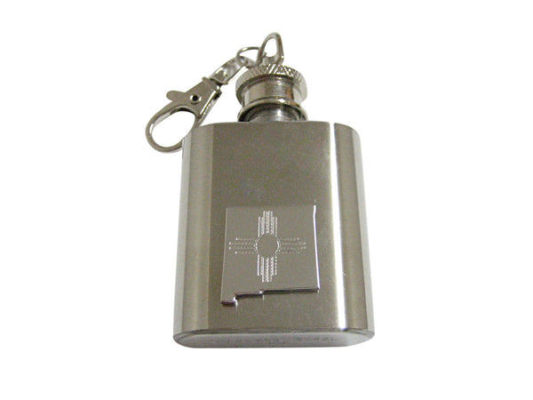 New Mexico State Map Shape and Flag Design 1oz Keychain Flask