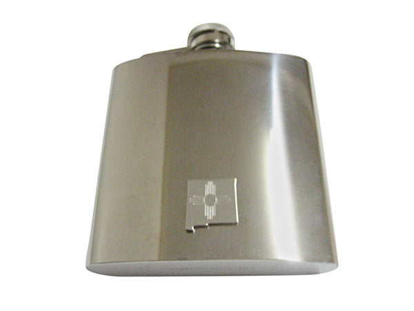 New Mexico State Map Shape and Flag Design 6oz Flask
