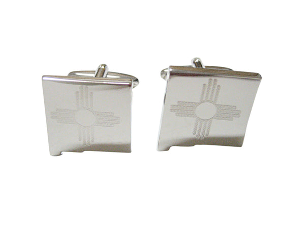 New Mexico State Map Shape and Flag Design Cufflinks