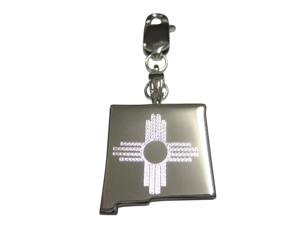 New Mexico State Map Shape and Flag Design Pendant Zipper Pull Charm