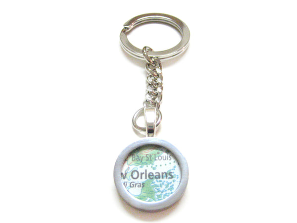 New Orleans Louisiana Map Pendant Keychain