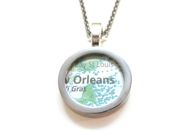 New Orleans Louisiana Map Pendant Necklace