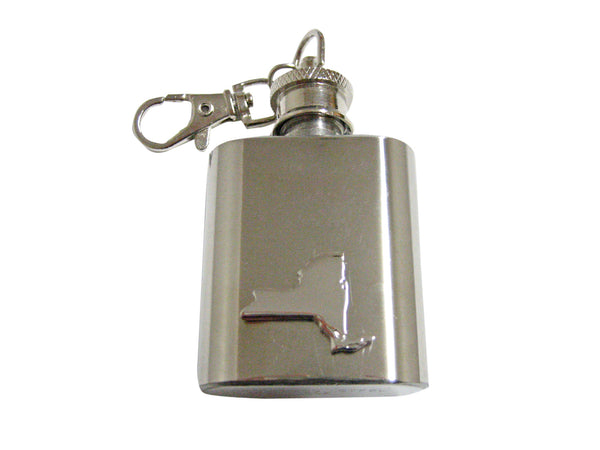 New York State Map Shape 1 Oz. Stainless Steel Key Chain Flask