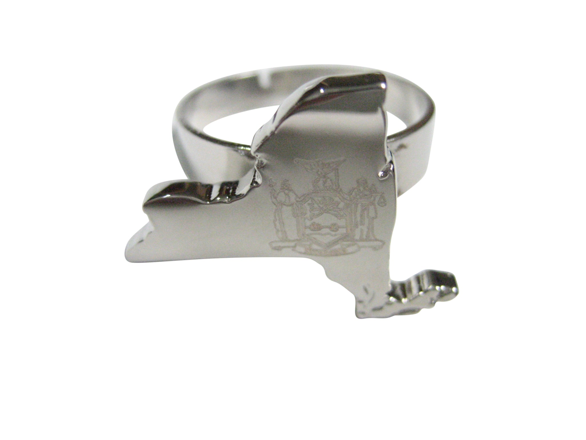 New York State Map Shape and Flag Design Adjustable Size Fashion Ring