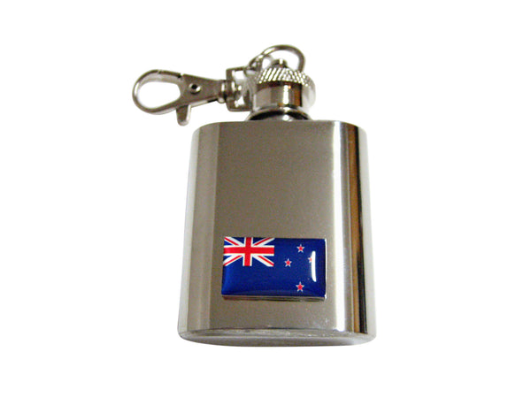 New Zealand Flag Pendant 1 Oz. Stainless Steel Key Chain Flask