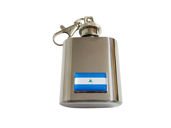 Nicaragua Flag Pendant 1 Oz. Stainless Steel Key Chain Flask