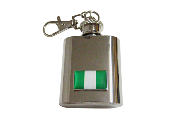 Nigeria Flag Pendant 1 Oz. Stainless Steel Key Chain Flask