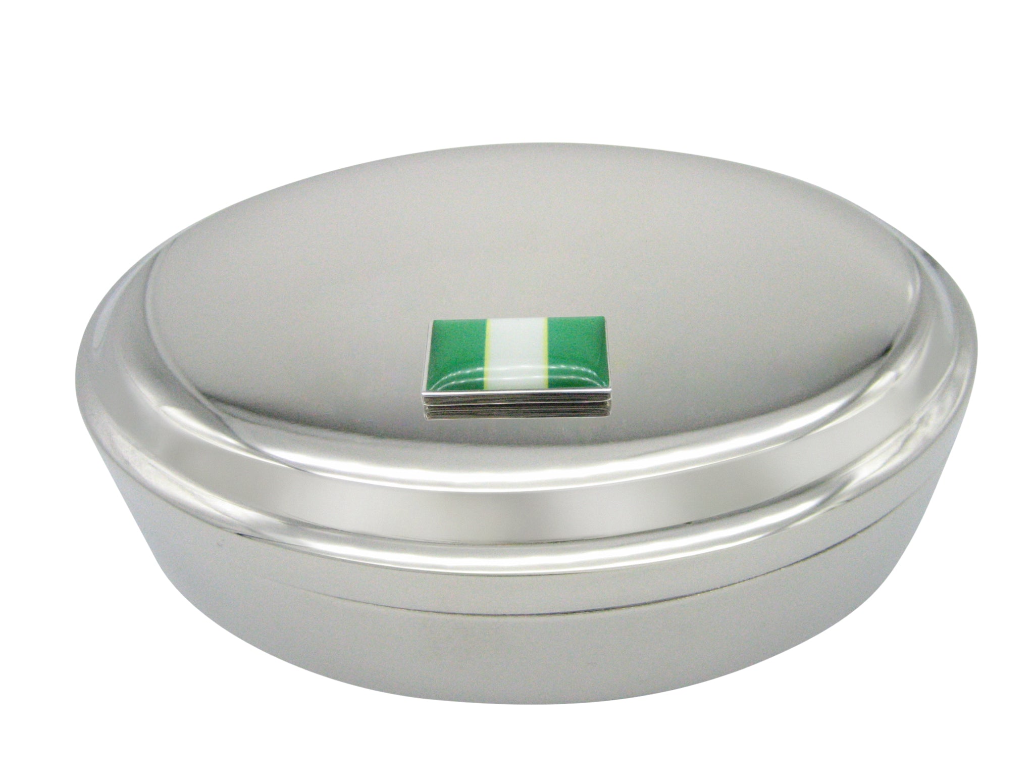 Nigeria Flag Pendant Oval Trinket Jewelry Box
