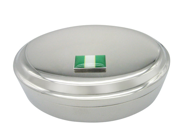 Nigeria Flag Pendant Oval Trinket Jewelry Box