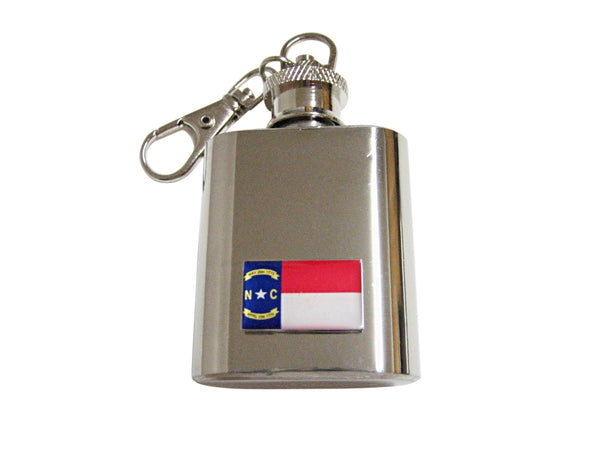 North Carolina State Flag Pendant 1 Oz. Stainless Steel Key Chain Flask