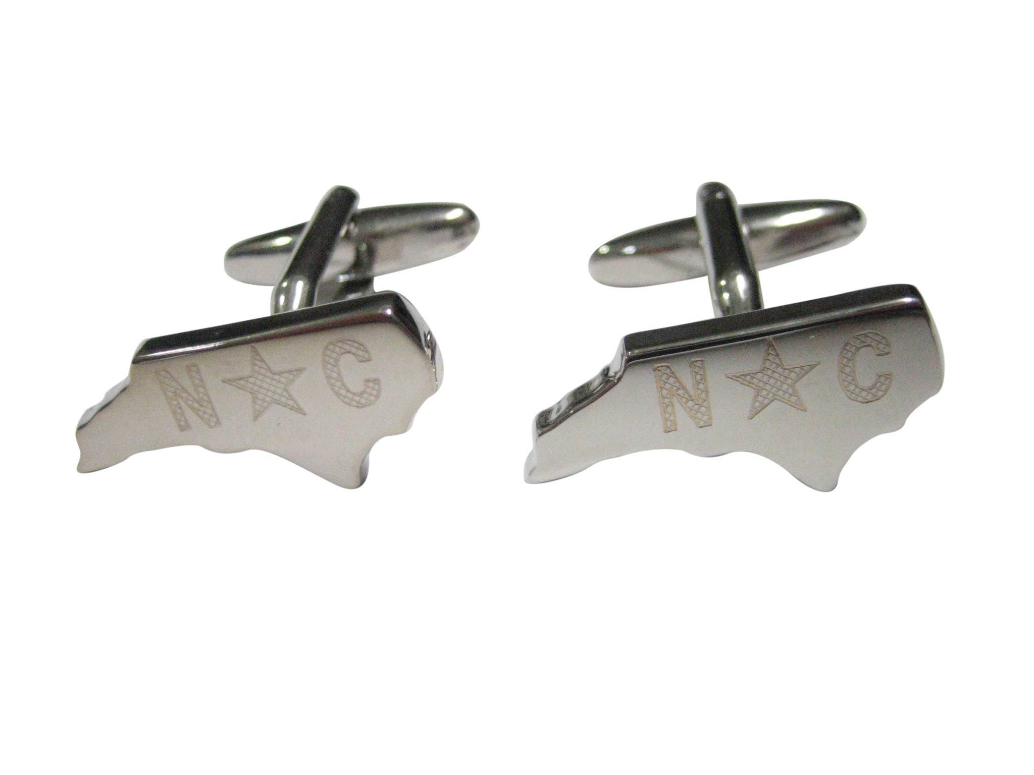 North Carolina State Map Shape and Flag Design Cufflinks