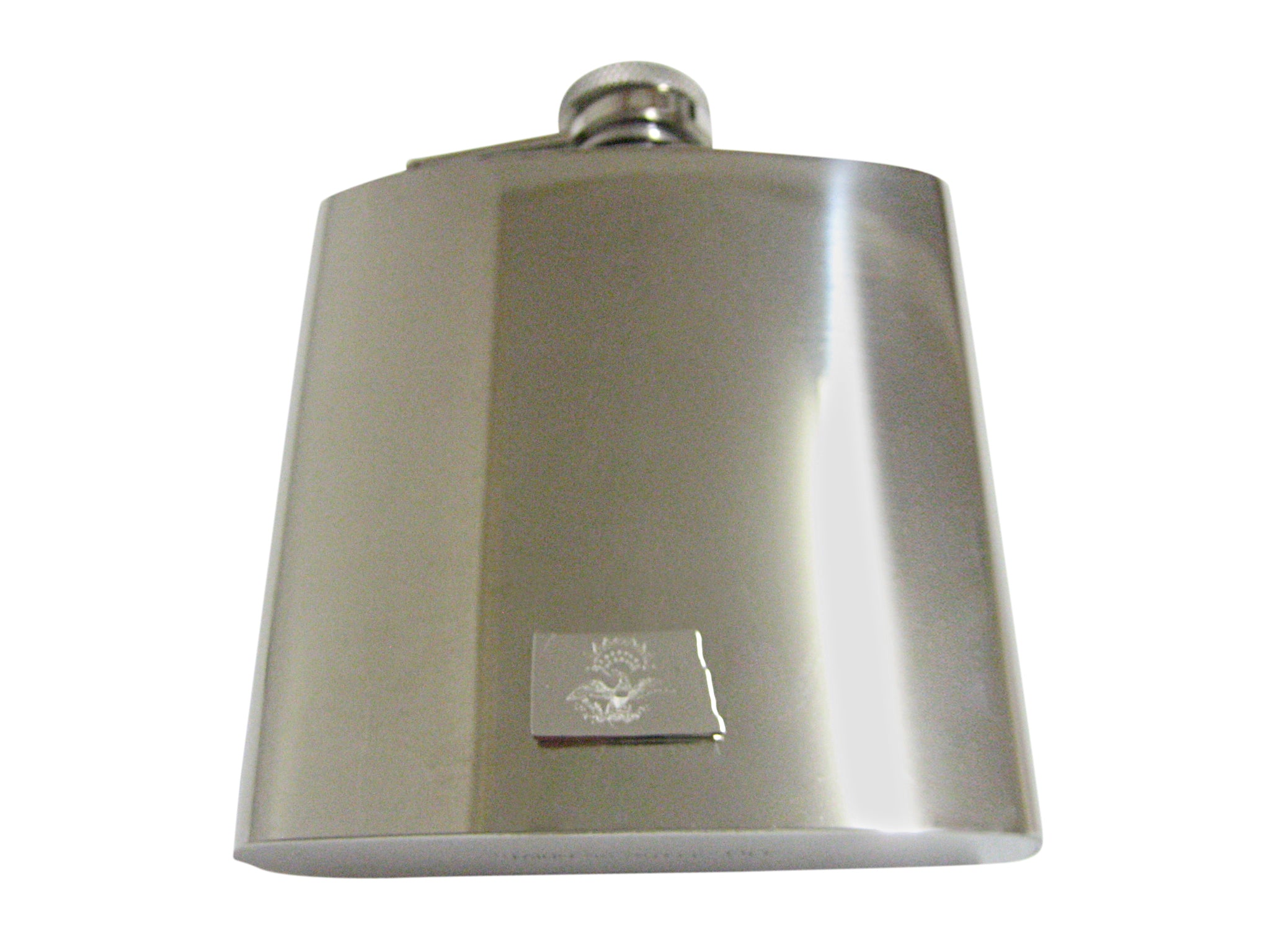 North Dakota State Map Shape and Flag Design 6 Oz. Stainless Steel Flask