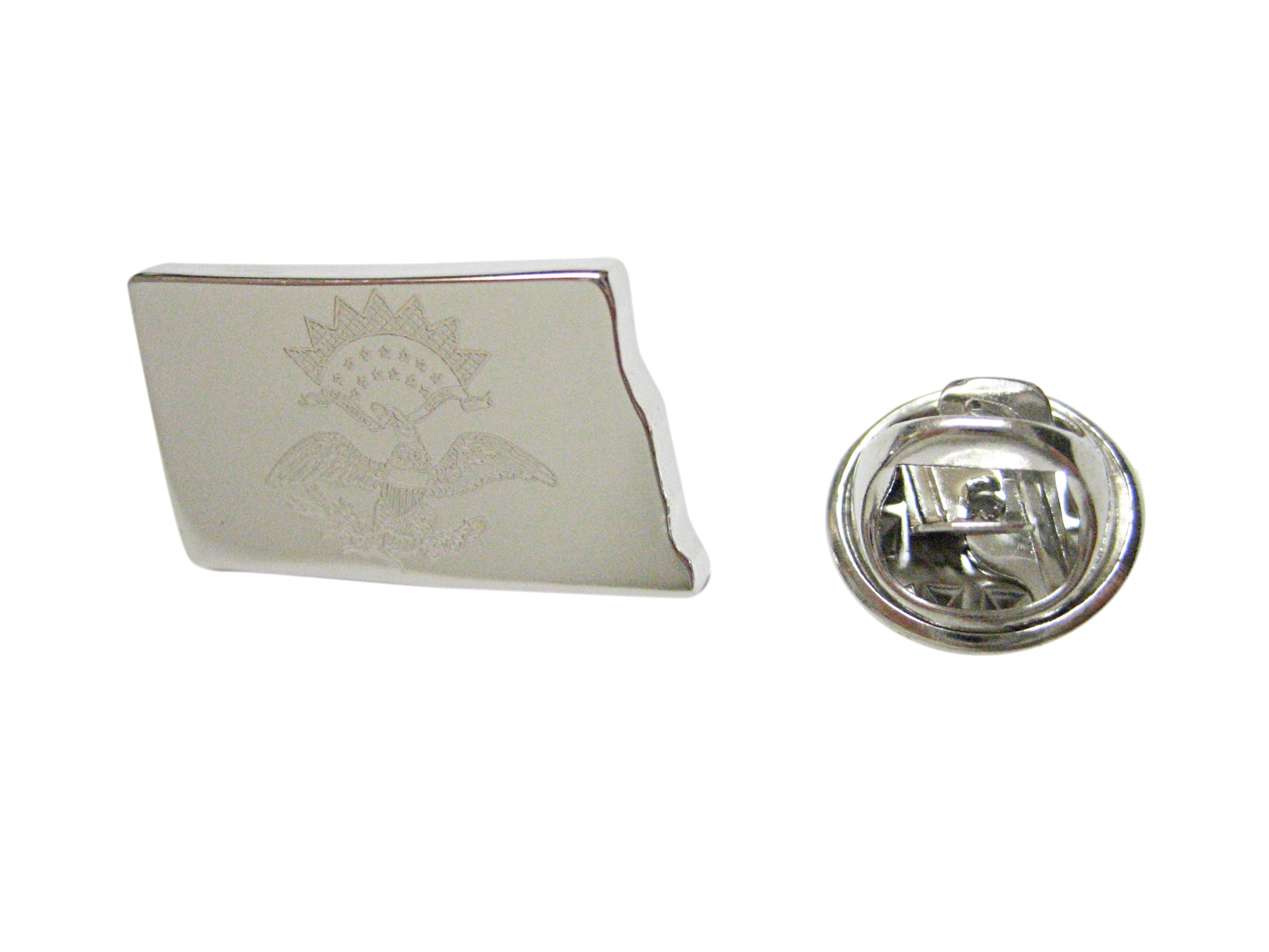 North Dakota State Map Shape and Flag Design Lapel Pin
