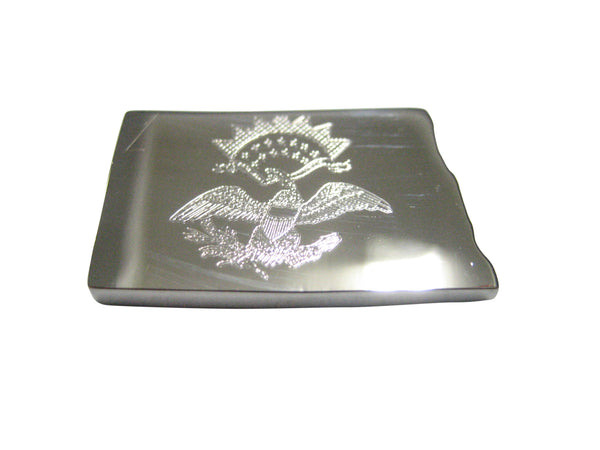 North Dakota State Map Shape and Flag Design Magnet