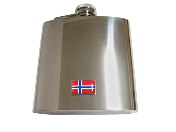 Norway Flag Pendant 6 Oz. Stainless Steel Flask