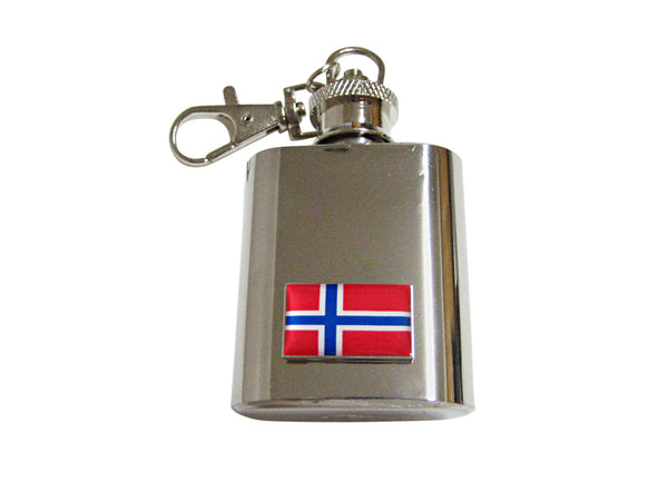 Norway Flag Pendant 1 Oz. Stainless Steel Key Chain Flask