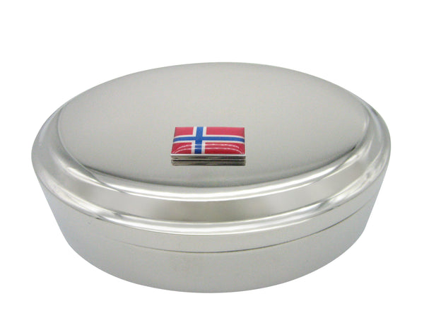 Norway Flag Pendant Oval Trinket Jewelry Box