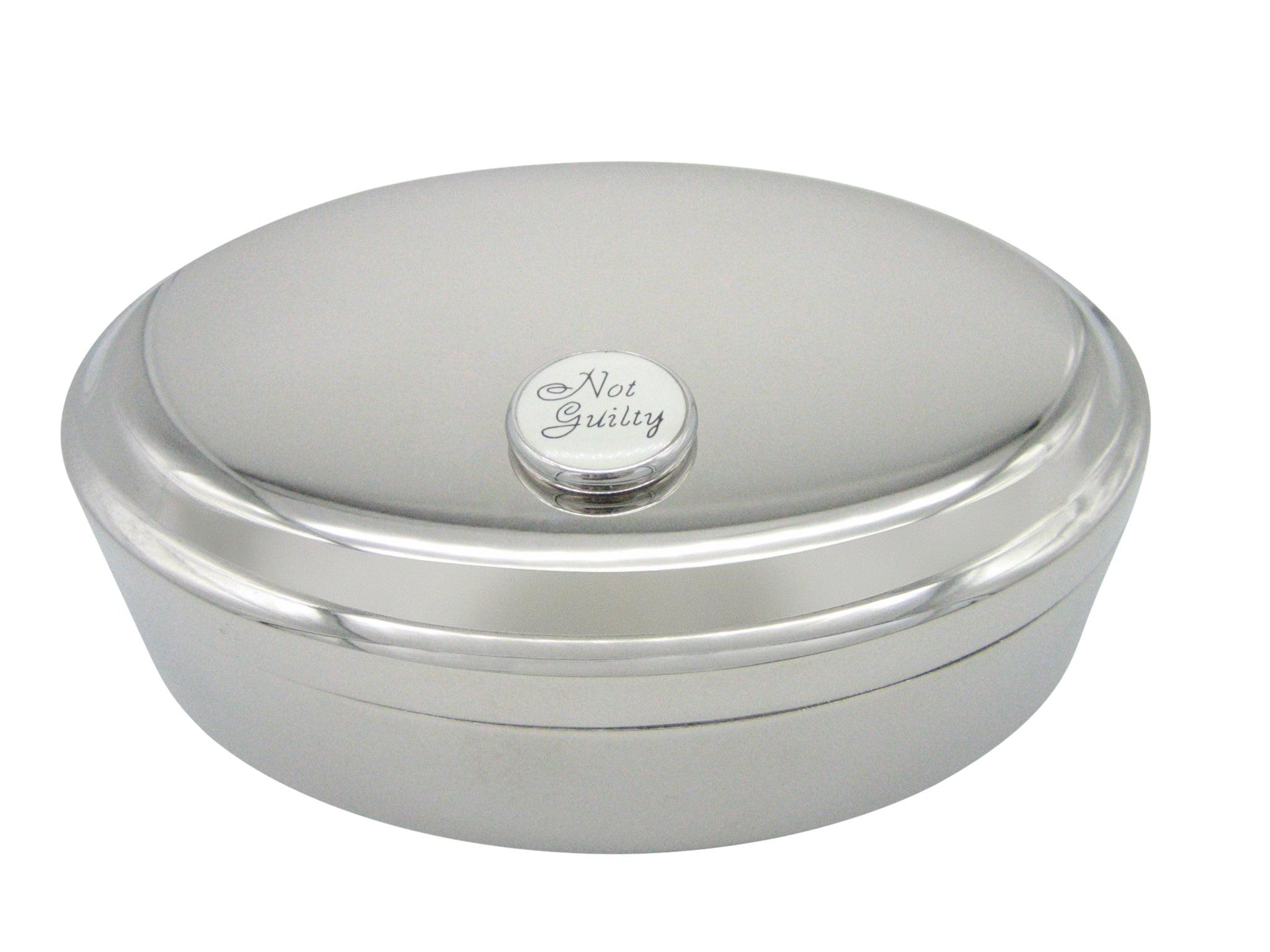 Not Guilty Law Pendant Oval Trinket Jewelry Box