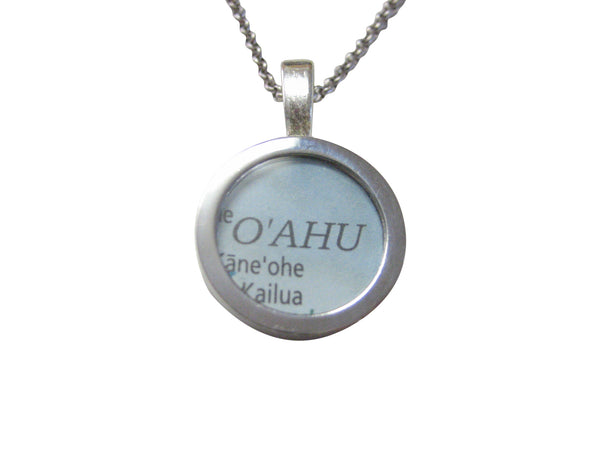 Oahu Hawaii Map Pendant Necklace