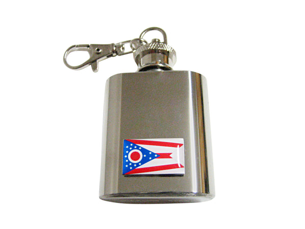 Ohio State Flag Pendant 1 Oz. Stainless Steel Key Chain Flask