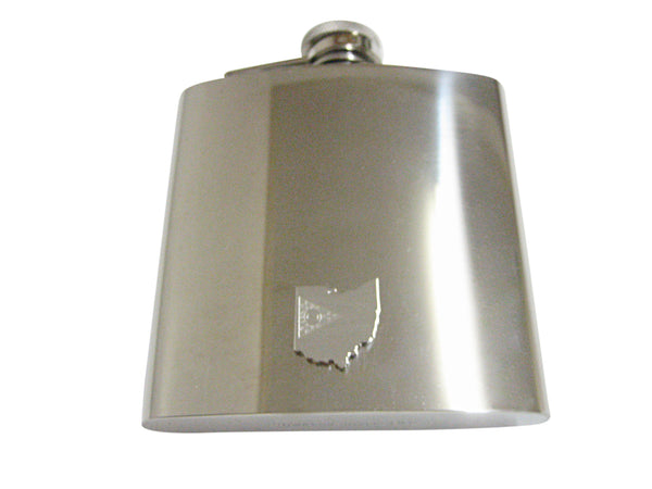 Ohio State Map Shape and Flag Design 6oz Flask