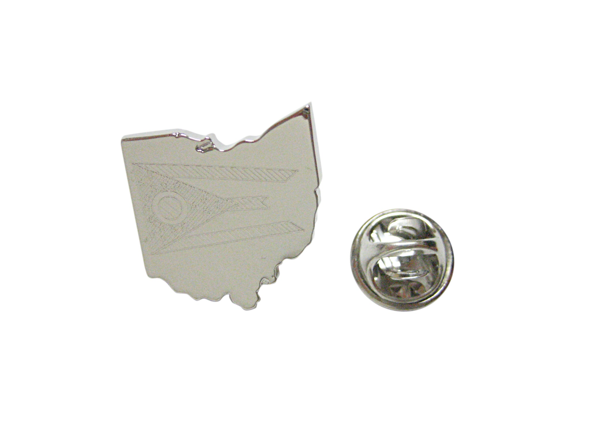 Ohio State Map Shape and Flag Design Lapel Pin