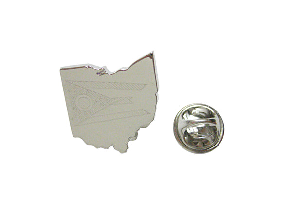 Ohio State Map Shape and Flag Design Lapel Pin
